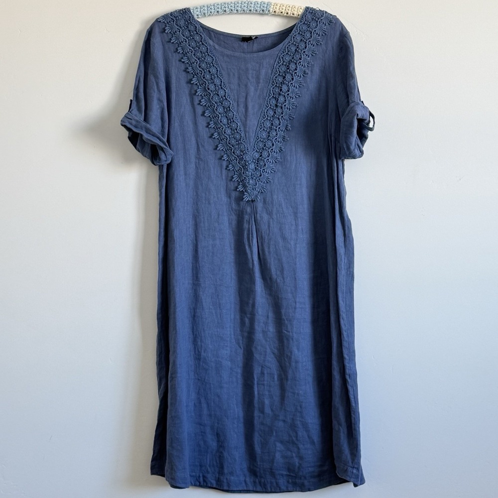 Linen Flax Dress Euro Summer Woman L Italy Scandi Girl Beachy Lagenlook